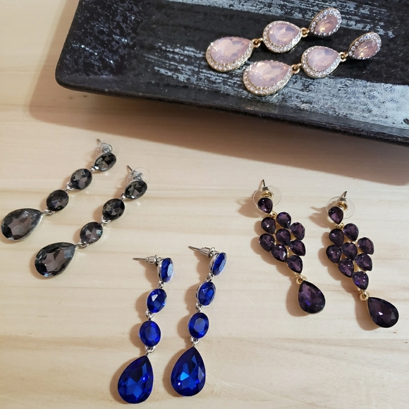 Crystal,Rhinestone Boutique Drop Down Dangle Earrings 4 Styles to Choose From - Picture 3 of 6